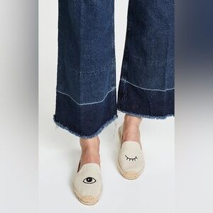 Soludos Women's Jason Polan Wink Espadrilles Cream Cotton Canvas Jute Sz 8 Woven